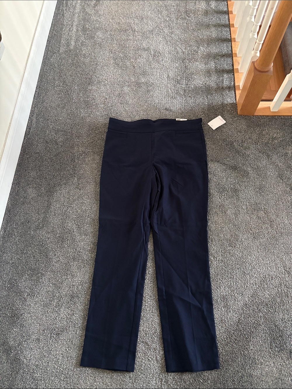 Kim Rogers Dark Navy Straight-Leg Trousers